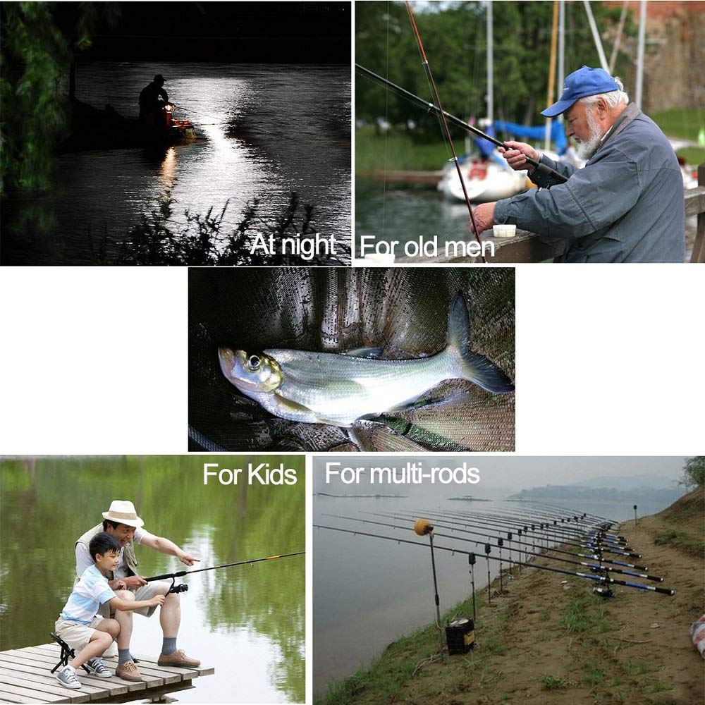 Shackcom 3 Sensible Alarma Pesca Picada Mordedura Pescado Bite Indicator para Caña de Pescar Universal Electrónico LED Vibración