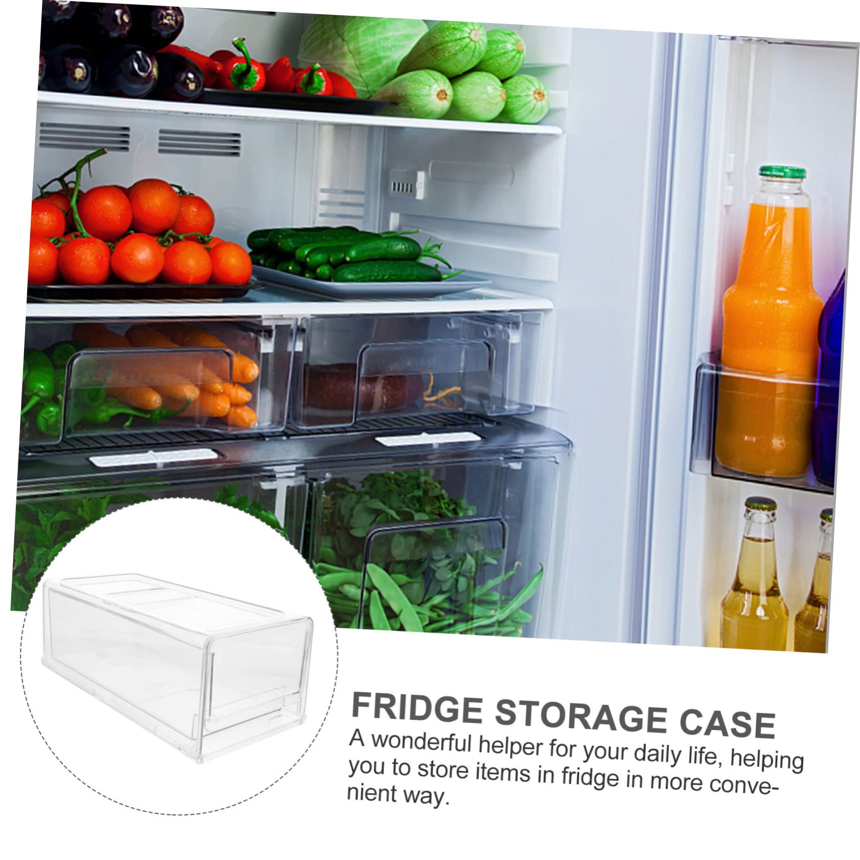 VICASKY Organizer Frigorifero Cassetto Impilabile in Plastica Resistente Contenitore Trasparente per Conservare Frutta e Alimenti Divisori Pratici per Cucina Ordinata