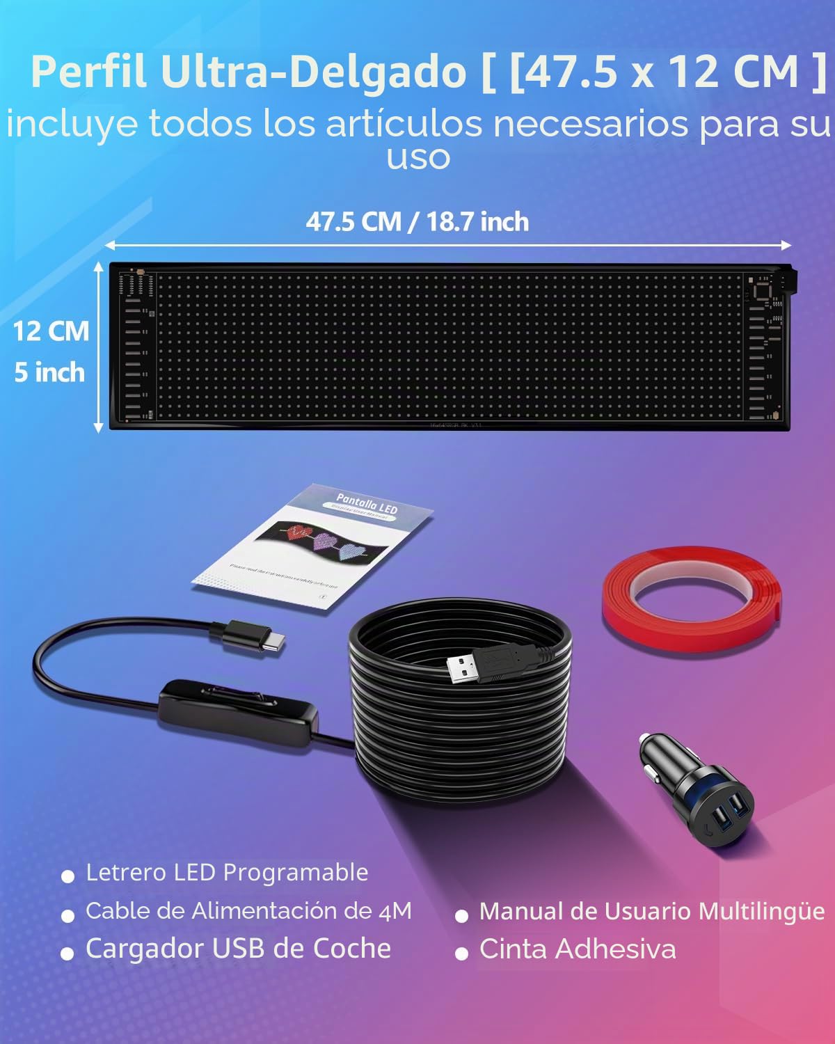 Señales luminosas, 47.5 x12cm Flexo Pantalla LED, ojos LED para dormitorio Hogar, Bar, Estudio, Cerveza, Club, Tienda, Ventana, Boda, Fiesta de cumpleaños