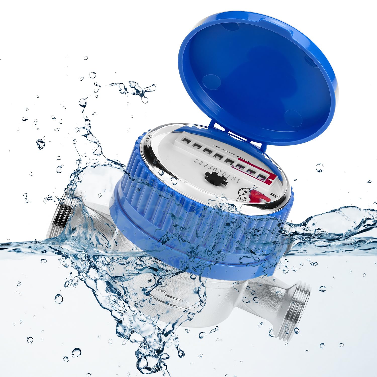 QWORK Compteur d'eau pour jardin 1/2 pouce laiton avec couvercle de protection