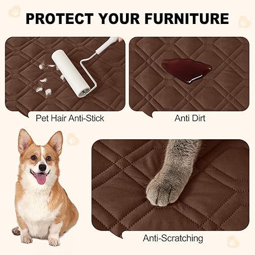 Miniatura 4 de Smiry Funda impermeable para cama de mascota, suave y lavable, para cama, sofá, reversible, perros pequeños, medianos, grandes, gatos, diseño