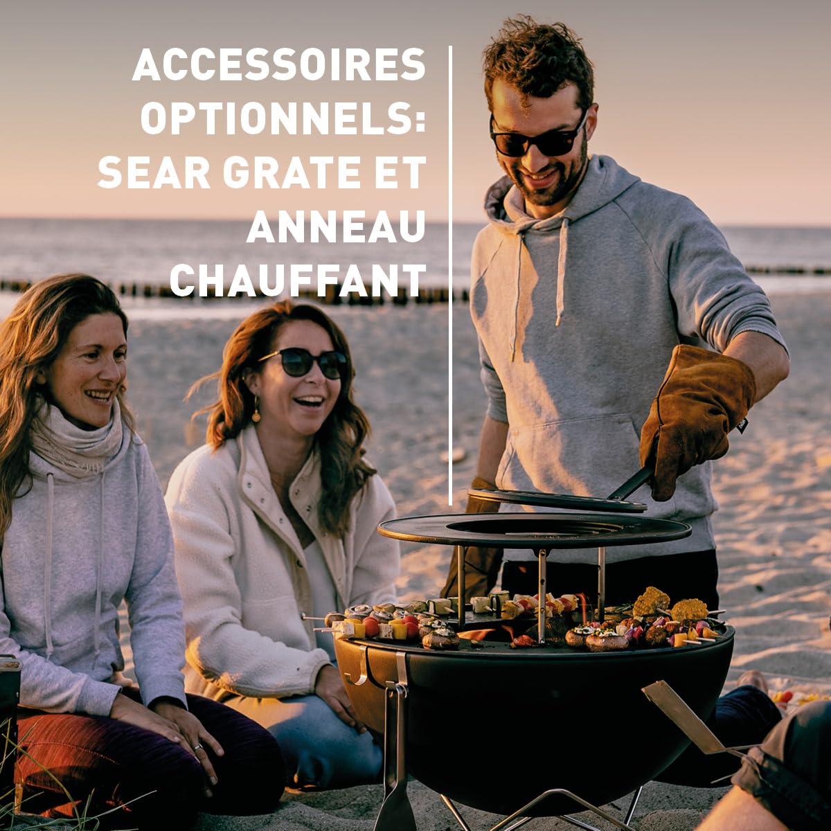 höfats - Bowl 57 Bol de feu avec Base étoilée en Acier Inoxydable - Combustion à Faible fumée - Foyer utilisable avec plancha et Grille - Panier de feu basculant, Acier émaillé, Noir, Ø 57 cm