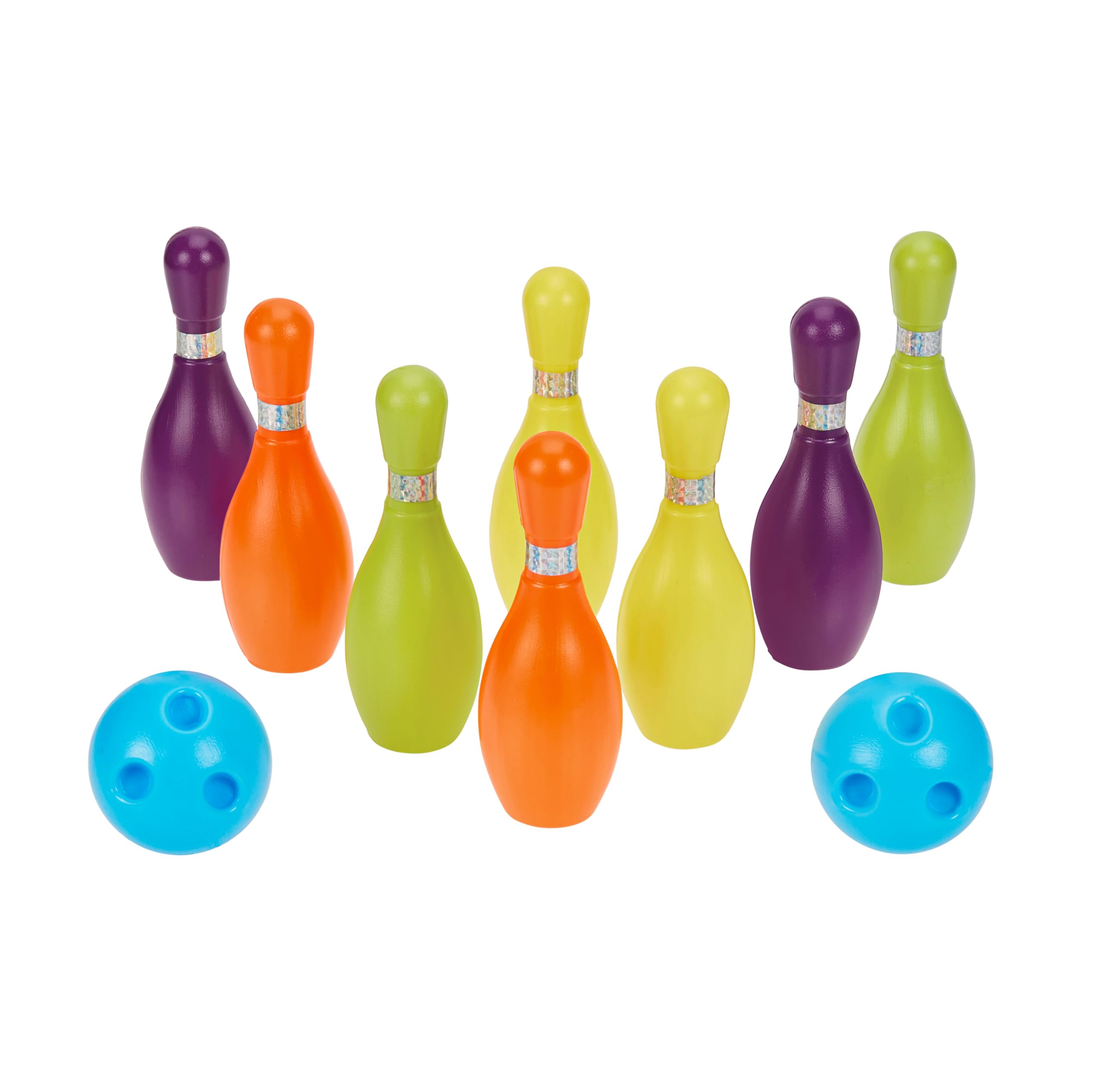 Amazon Brand - Jam & Honey Bowling Pin Set for Kids | 8 Pins and 2 Balls | Fun Toy for Kids and Parties, Assorted