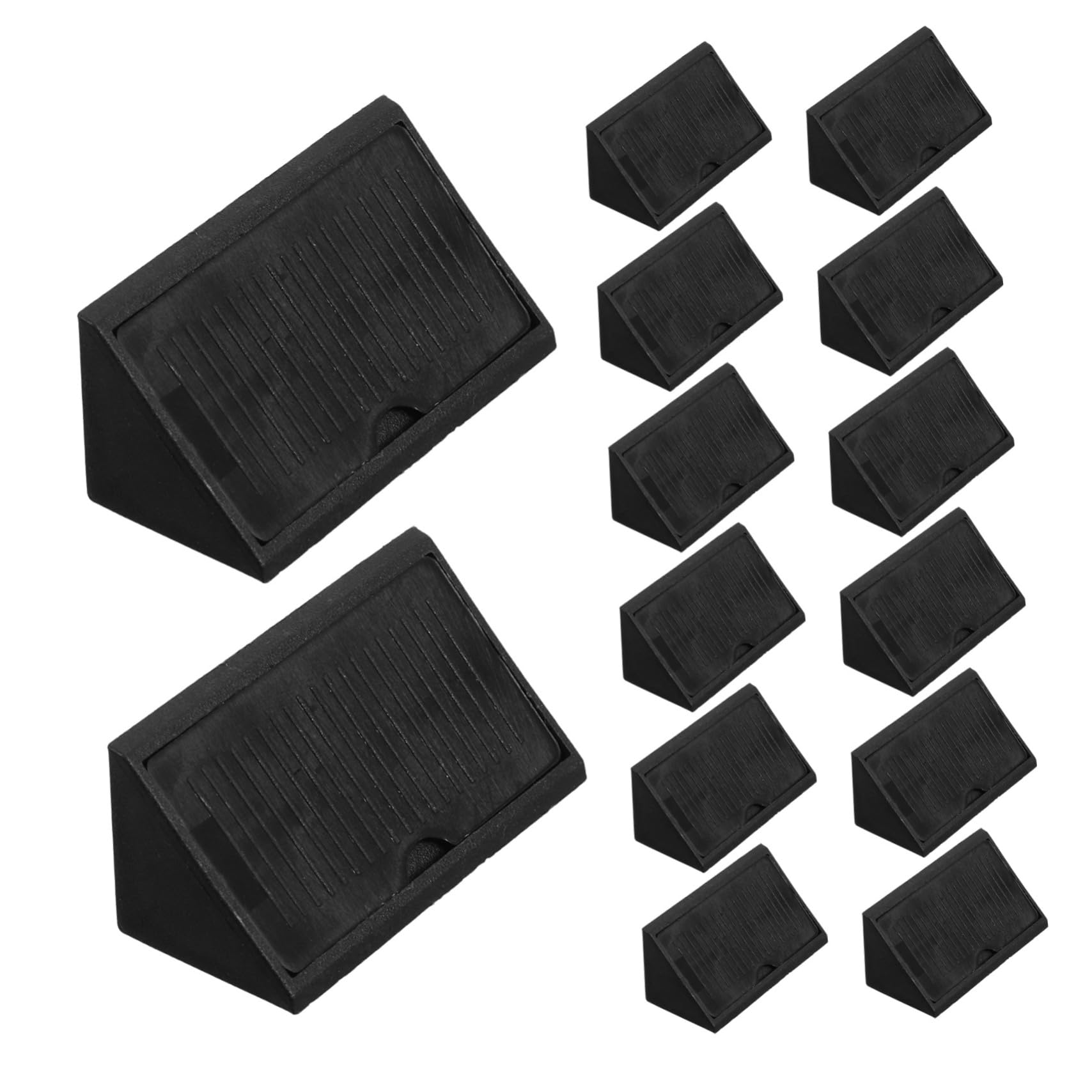 Cabilock 50pcs Corner Brackets with Sleek Cover Design for Cabinet and Furniture Assembly Plastic Right Angle Support for Wood Shelves and Countertops Elegant Aesthetic Finish