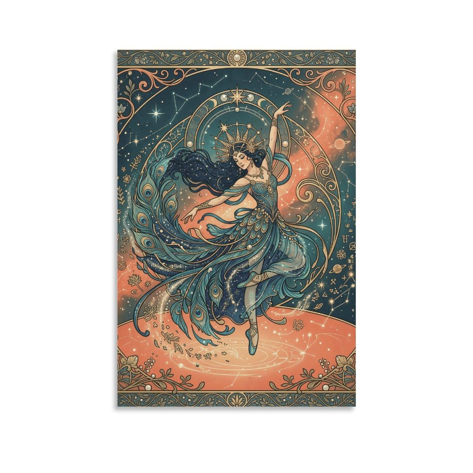 W7C8U2X3 Peacock Dancer Vintage Canvas Wall Art, Decorative Bird Wall Art