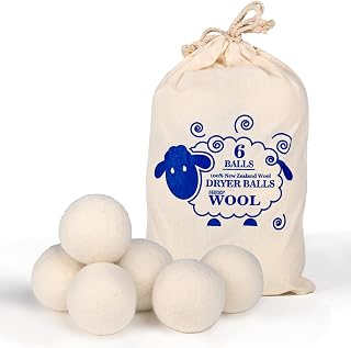 EUHOMY Wool Dryer Balls 6-Pack XL Size,100% New Zealand Wool Balls Reusable,Handmade Dryer Balls Laundry,Accelerated Drying Time,Reduce Wrinkles,Baby Safe&Chemical Free (White)