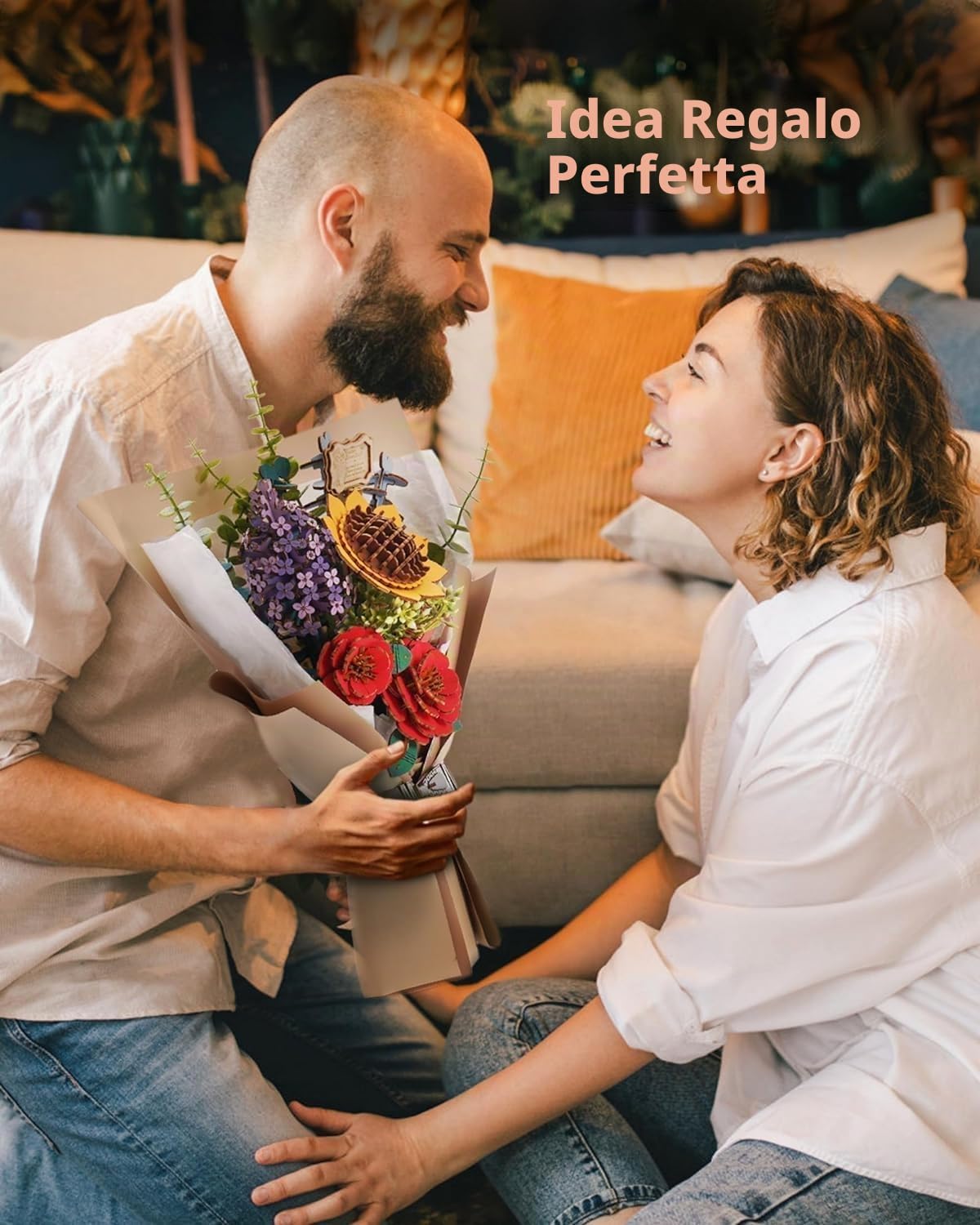 ROBOTIME Fiori Secchi Decorativi, Puzzle 3D in Legno, Modellismo da Costruire Adulti, Regali Compleanno Donna San Valentino, Decorazione per la Casa, Bouquet di Fiori, TW01H
