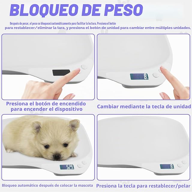 Foto 5 de 7 de WIYETY báscula digital para animales pequeños: báscula digital para mascotas de 15 kg (± 1 g)