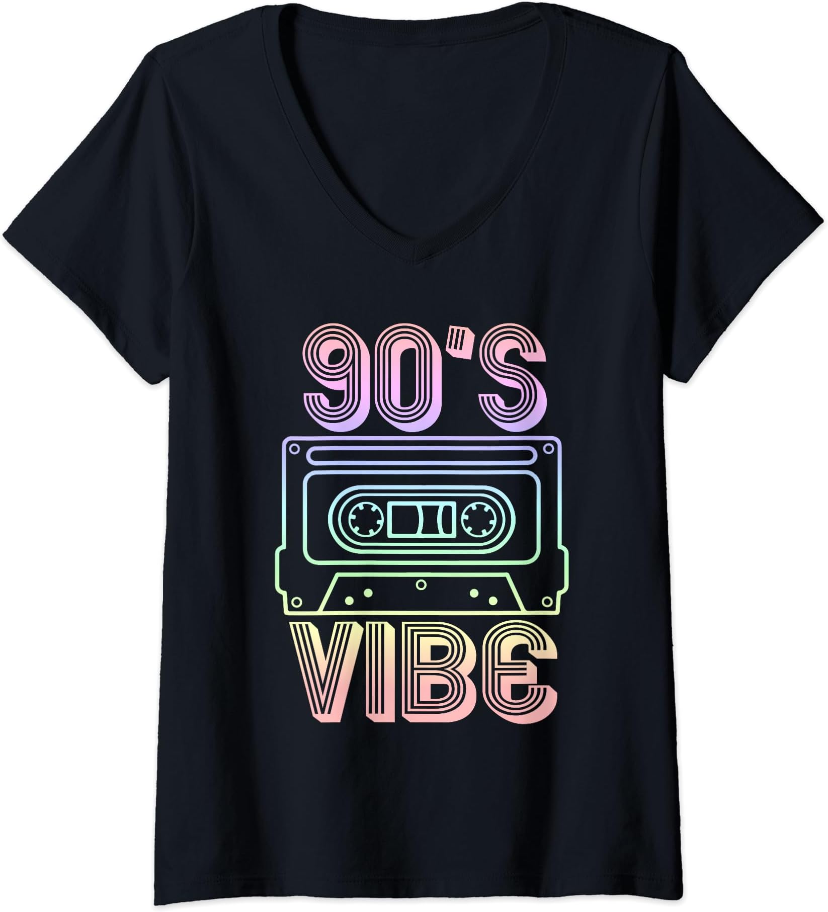 Womens Retro Aesthetic Costume Party Outfit - 90s Vibe V-Neck T-Shirt