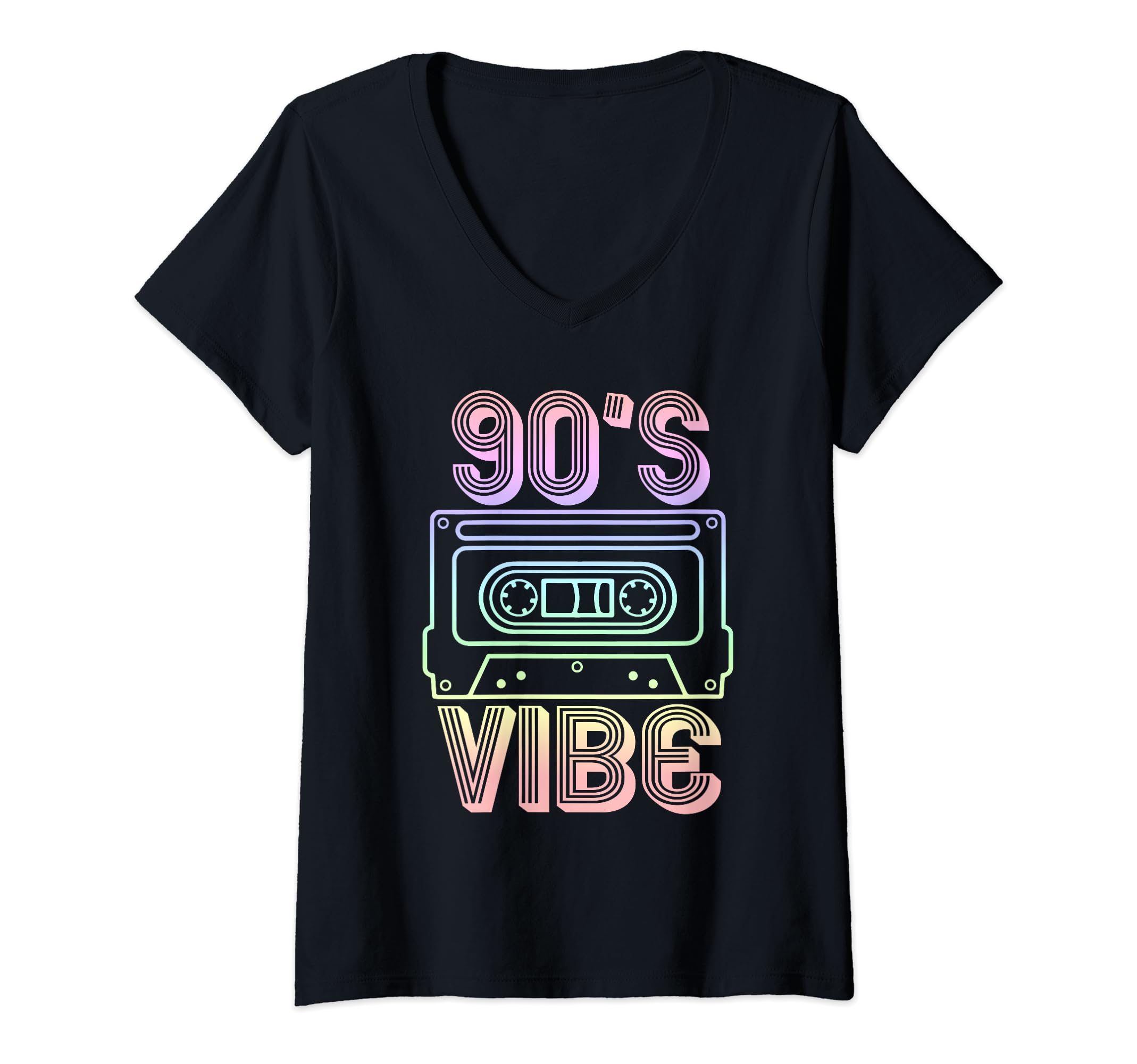 Womens Retro Aesthetic Costume Party Outfit - 90s Vibe V-Neck T-Shirt