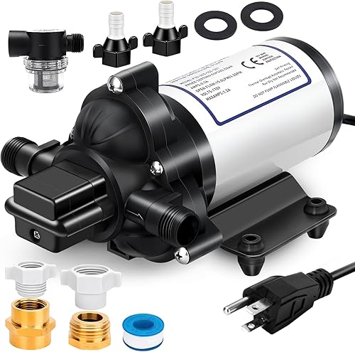 Bomba de agua dulce RV serie 33 110V CA 4.0GPM 50PSI- 110V bomba de diafragma de demanda autocebante para cámper, cocina, baño, yate marino caravana