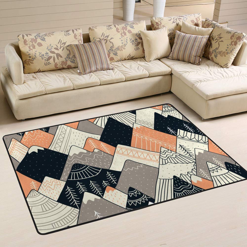 Tapis durable facile à nettoyer style scandinave abstrait maison