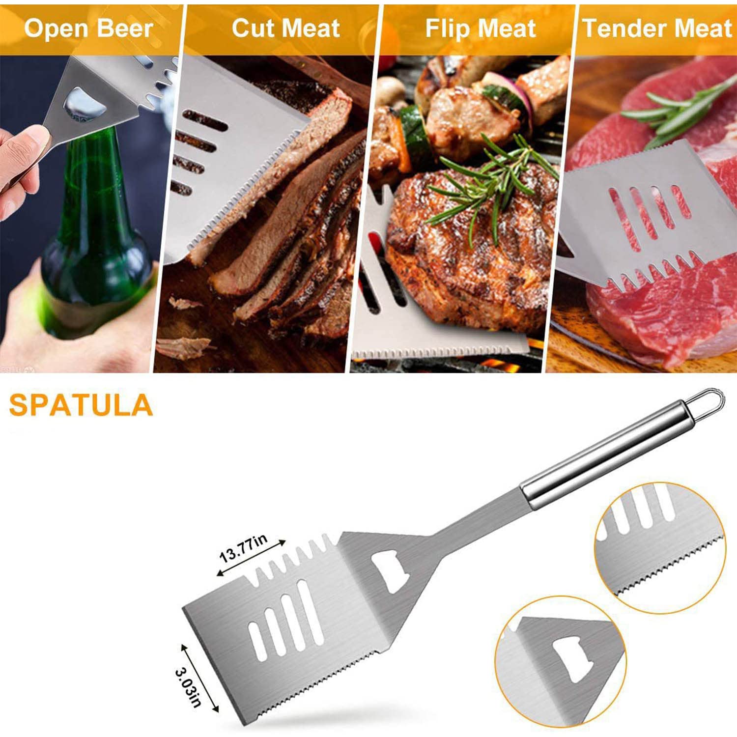 26 szt., akcesoria do grilla, zestaw narzędzi do grilla z termometrem i torbą do przenoszenia, przenośny zestaw do grillowania na zewnątrz, na kemping, do ogrodu, kuchni i gotowania