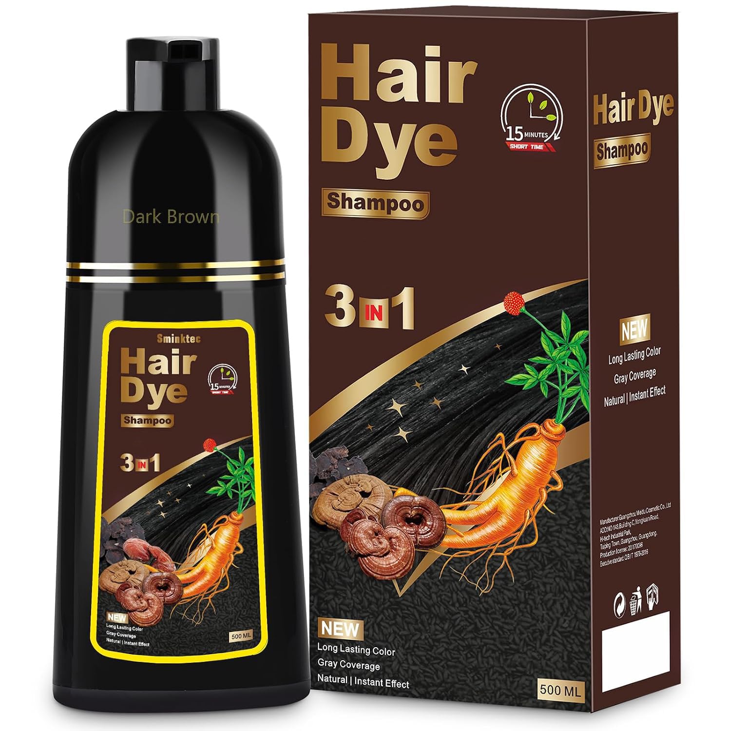 Amazon.com : Sminktec 3 in 1 Herbal Dark Brown Hair Dye Shampoo