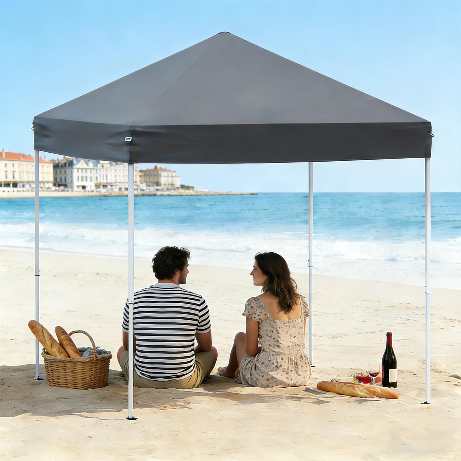 RELAX4LIFE Tonnelle Pliante 2x2 M Pop-up, Barnum Pliant Facile à Monter pour Camping/Jardin/Terrasse, Gazebo 2x2 avec Sac de Transport, Hauteur Réglable, Piquets & Cordes Inclus, Gris