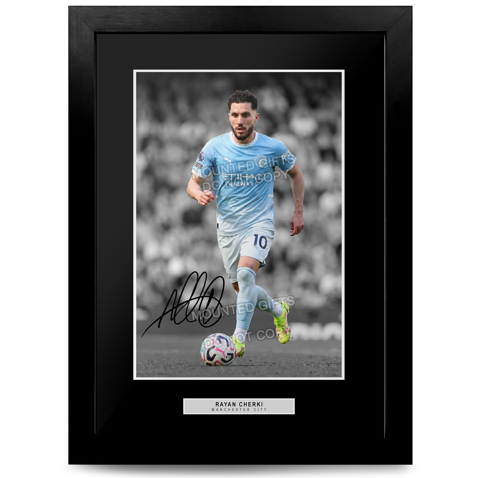 Rayan Cherki Manchester City Signed Photo Poster A4/A3 Print Picture Display Framed Autograph Memorabilia for Football Fans Gift France (Norway A4 Framed)