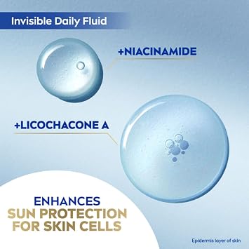 NIVEA SUN UV Face Invisible Daily Fluid SPF50+ (40ml), Face Sunscreen with Niacinamide, 8H Matte Effect SPF50 Face Moisturiser, Invisible On All Skin Tones