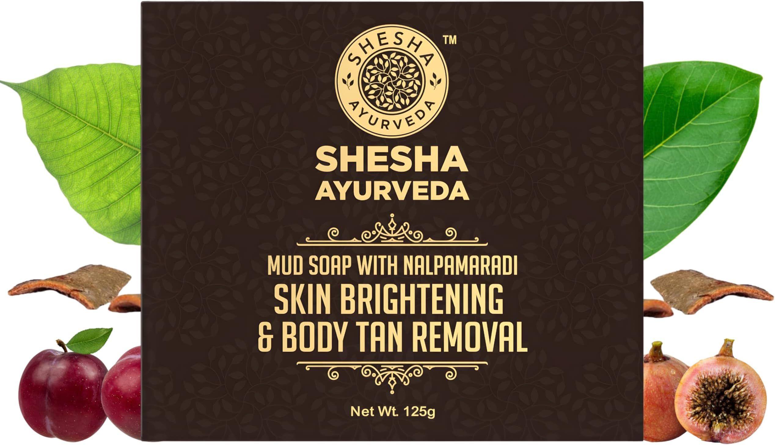 SHESHA AYURVEDA MUD SOAP with NALPAMARADI Skin Brightening Soap Bar 125G -Pack of 1