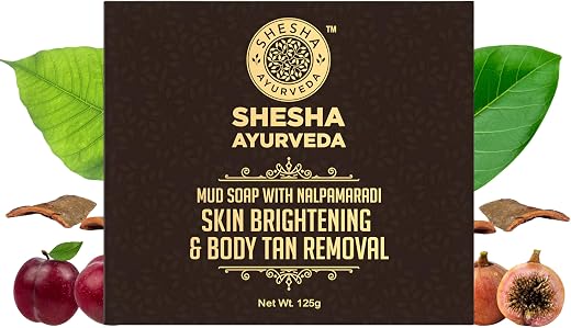 SHESHA AYURVEDA MUD SOAP with NALPAMARADI Skin Brightening Soap Bar 125G -Pack of 1