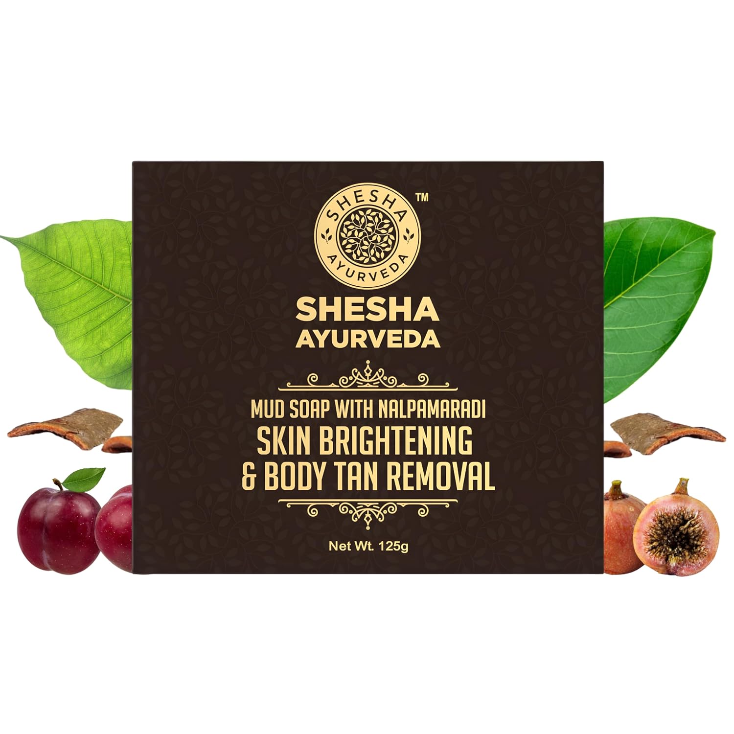 SHESHA AYURVEDA MUD SOAP with NALPAMARADI Skin Brightening Soap Bar 125G -Pack of 1