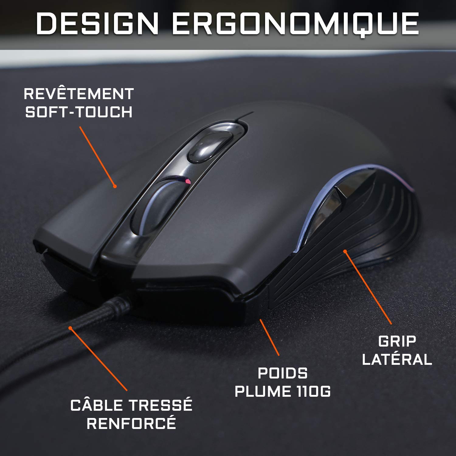 The G-LAB KRYPTON AZERTY USB Anti-Ghosting klawiatura gamingowa + mysz do gier 6 przycisków 3200 dpi, przewodowy zestaw dla graczy, PS4, Xbox One, Mac, podświetlenie RGB (czarne)