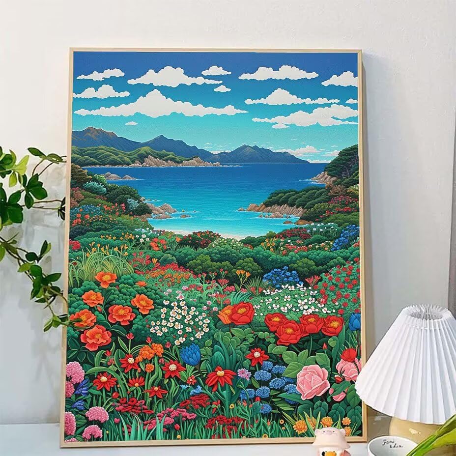 Cuadros para pintar por números kit adultos paisaje río lienzo grande manualidades acrílico W0-177 2