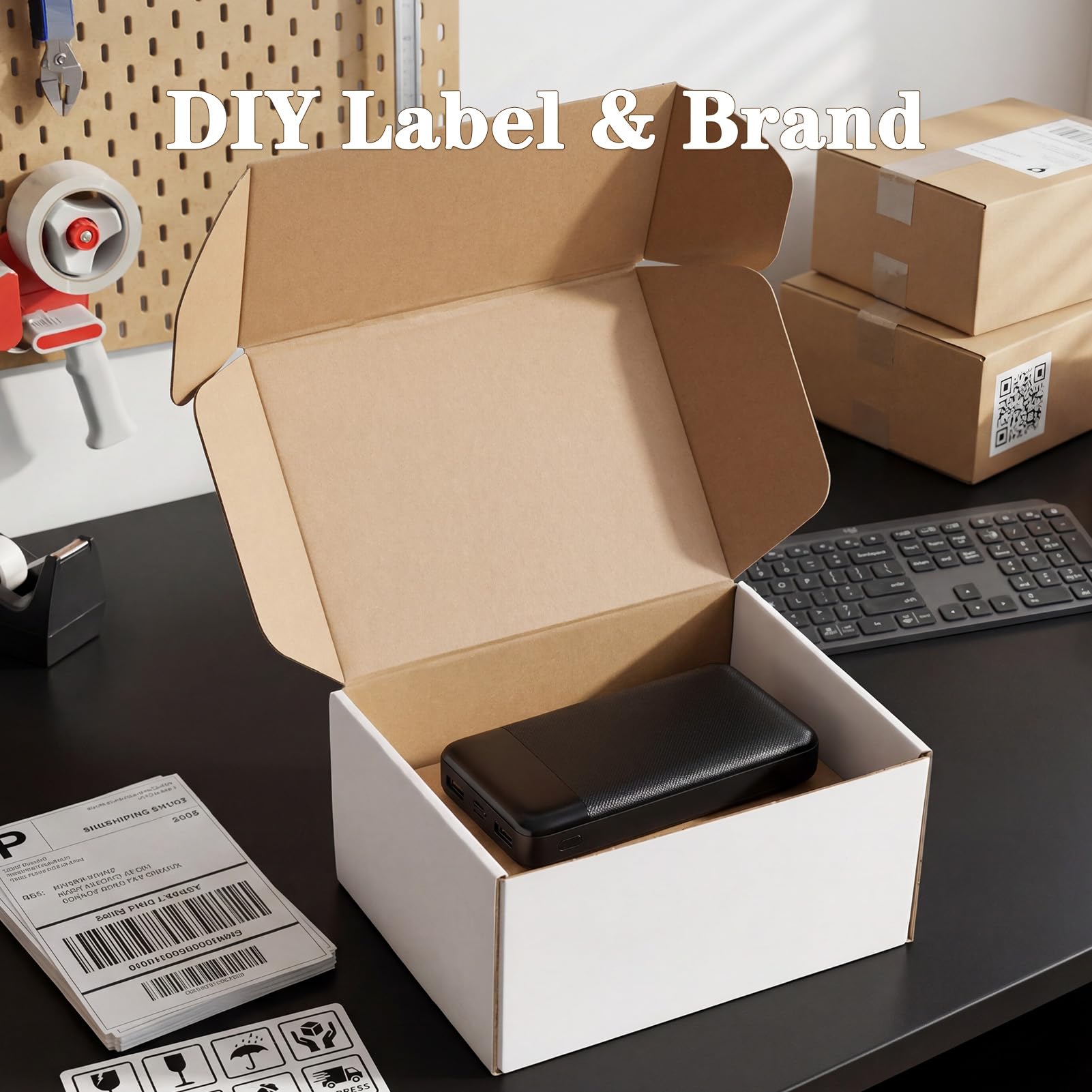 WIFTREY Cajas de envío de 8 x 8 x 4, paquete de 30 cajas de embalaje blancas para pequeñas empresas, cajas de cartón corrugado de 8 x 8 x 4 para correo, correo, envío
