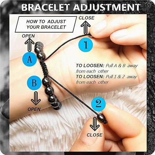 Miniatura 3 de -Pulsera magnética de hematita pulseras magnéticas con cuentas para hombres y mujeres (las cuentas son de 0.3 pulgadas de diámetro) (negro1)..,