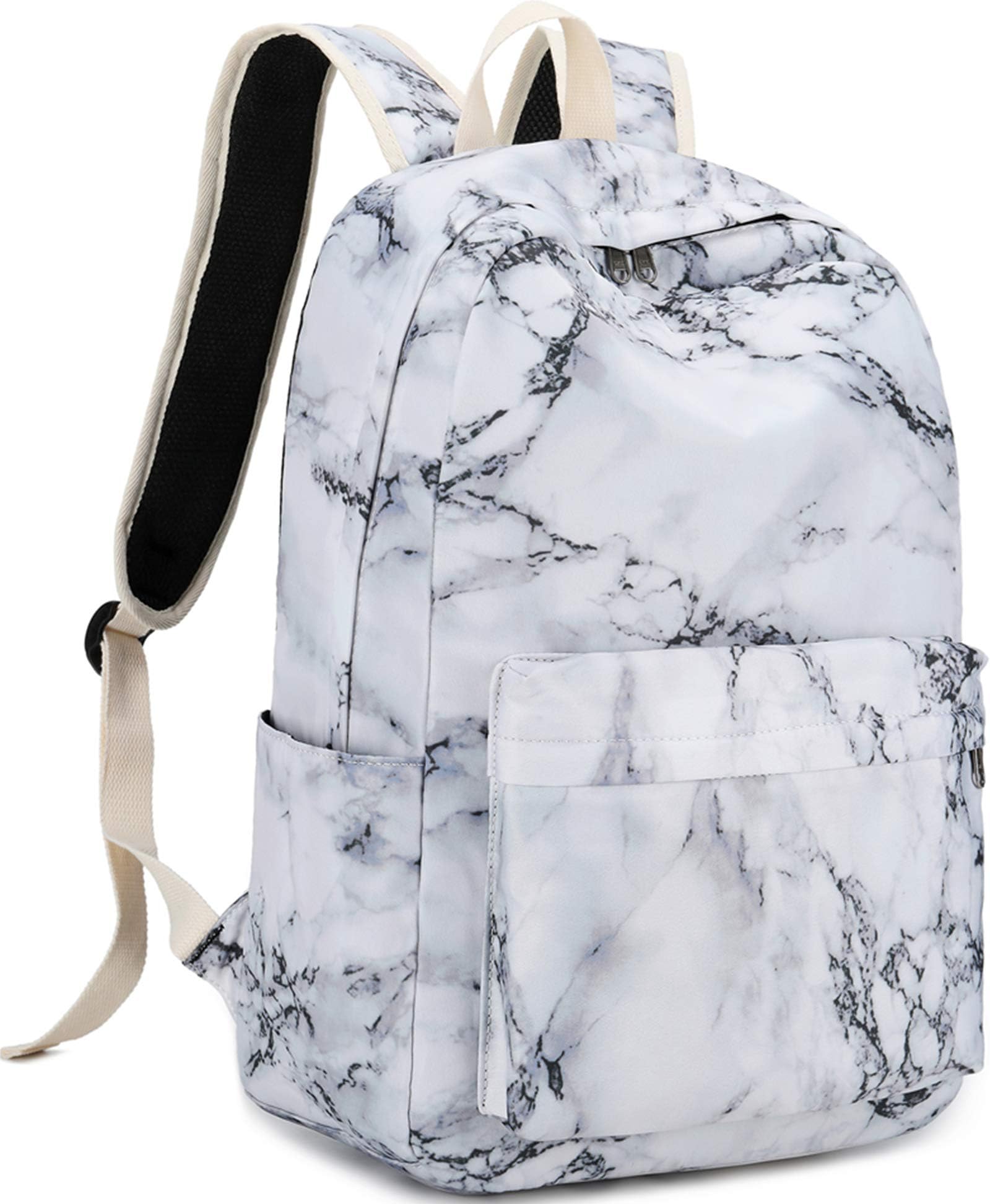 LEDAOUSchool Backpack Teen Girls Lightweight Bookbags Elementary Middle School College Back Pack Women Laptop Casual Daypacks (Marble)