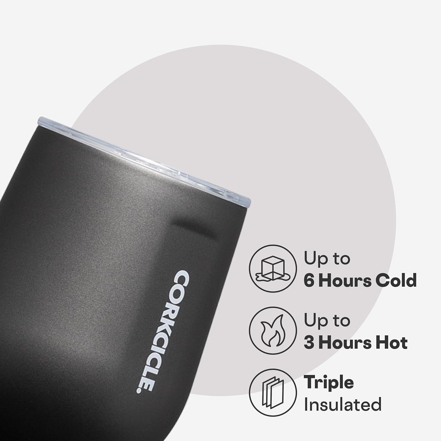 Corkcicle Stemless Wine Tumbler - Keeps Drinks Cold for 6 Hours - Triple-Insulated Stainless Steel - Non-Slip Base - Summer Drinkware Gift - Keeps Drinks Ice Cold - 12 oz - Ceramic Slate - Image 3