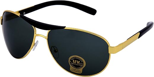 Silver Kartz Men's Women's Unisex Non Polarized UV Protected Green Metal Aviator Sunglass