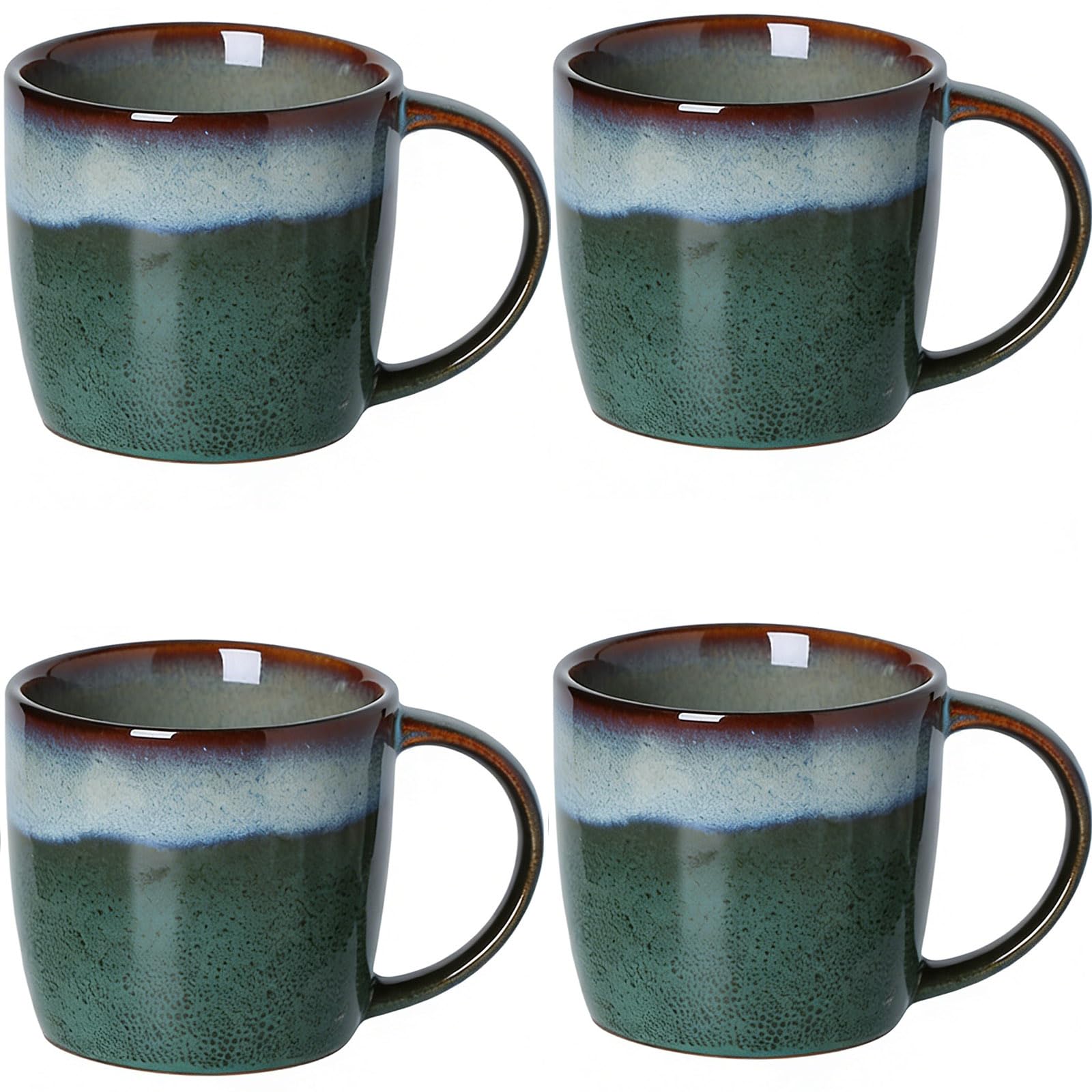 Juego de 4 tazas de café expreso de cerámica de 325 ml, aptas para lavavajillas y microondas, tazas de café expreso de 330 ml, tazas Demitasse esmaltadas especiales, tazas de gres con diseño graduado