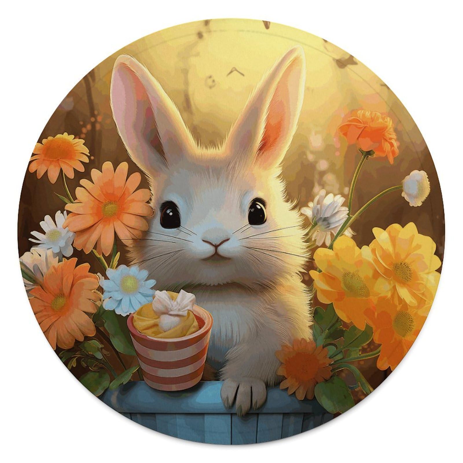 Couverture ronde en peluche imprimée oiseau et fleur pour adulte et enfant