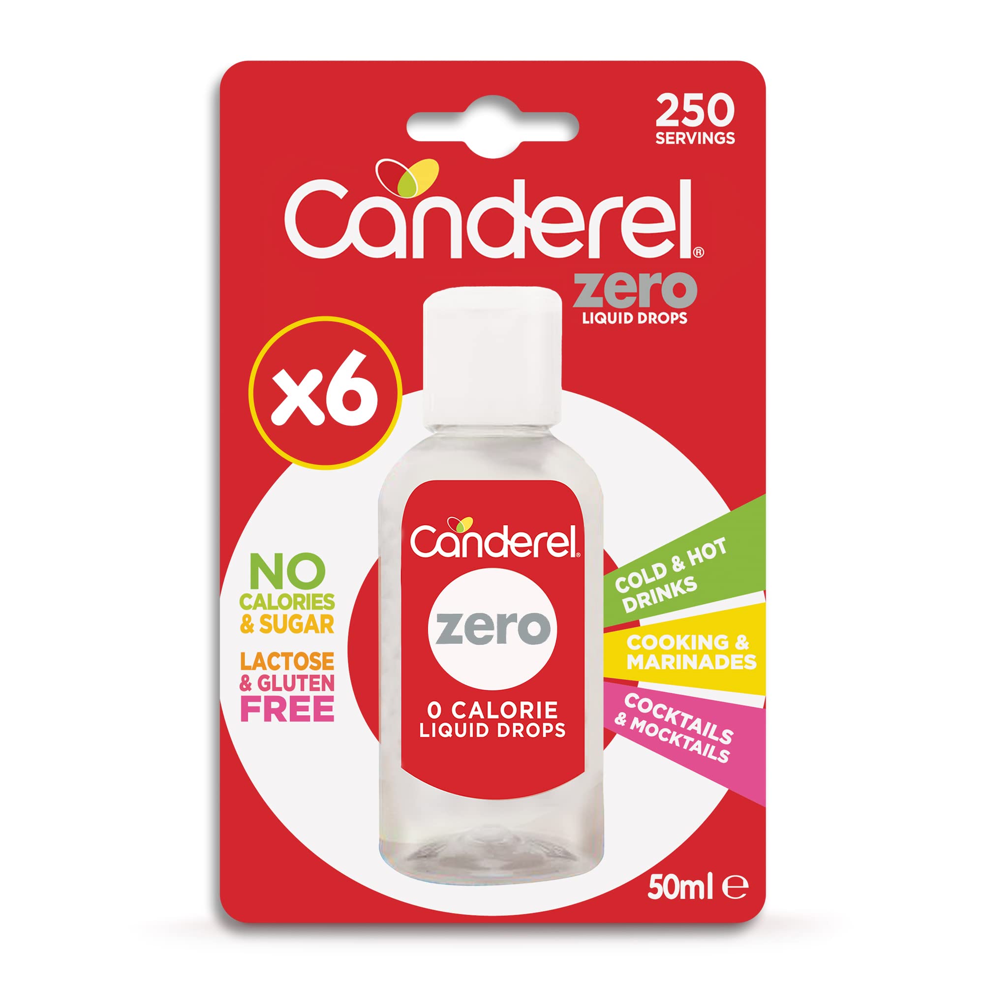Canderel Zero Lot de 6 édulcorants liquides 50 ml