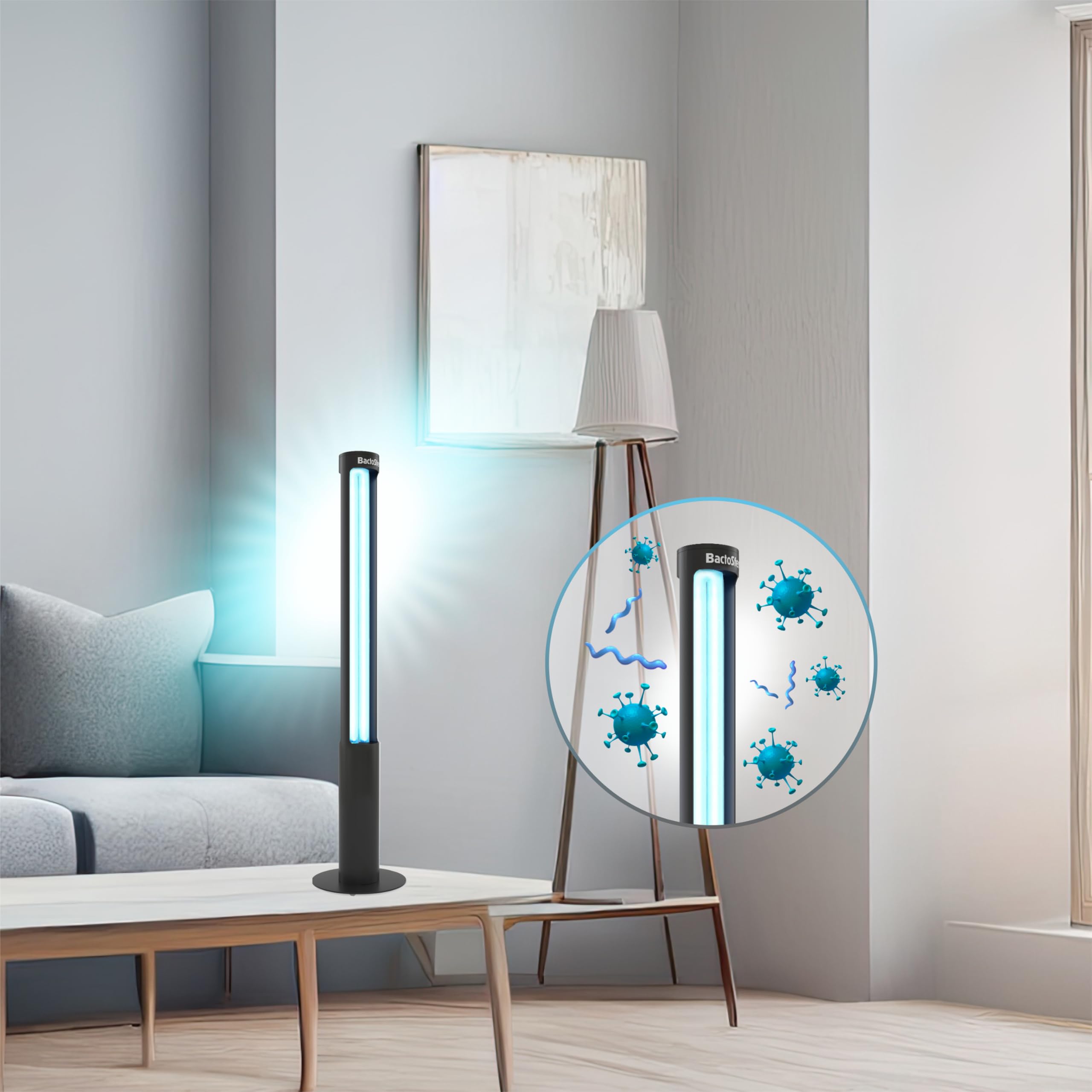 Lampada UV Germicida 360° 25 ECO + RC-TIMER 25W Senza Ozono con Telecomando e Timer - Sterilizzatore UV a Luce Ultravioletta 254nm, Lampada al Quarzo 16.000h, Antivirus per Casa, Ufficio