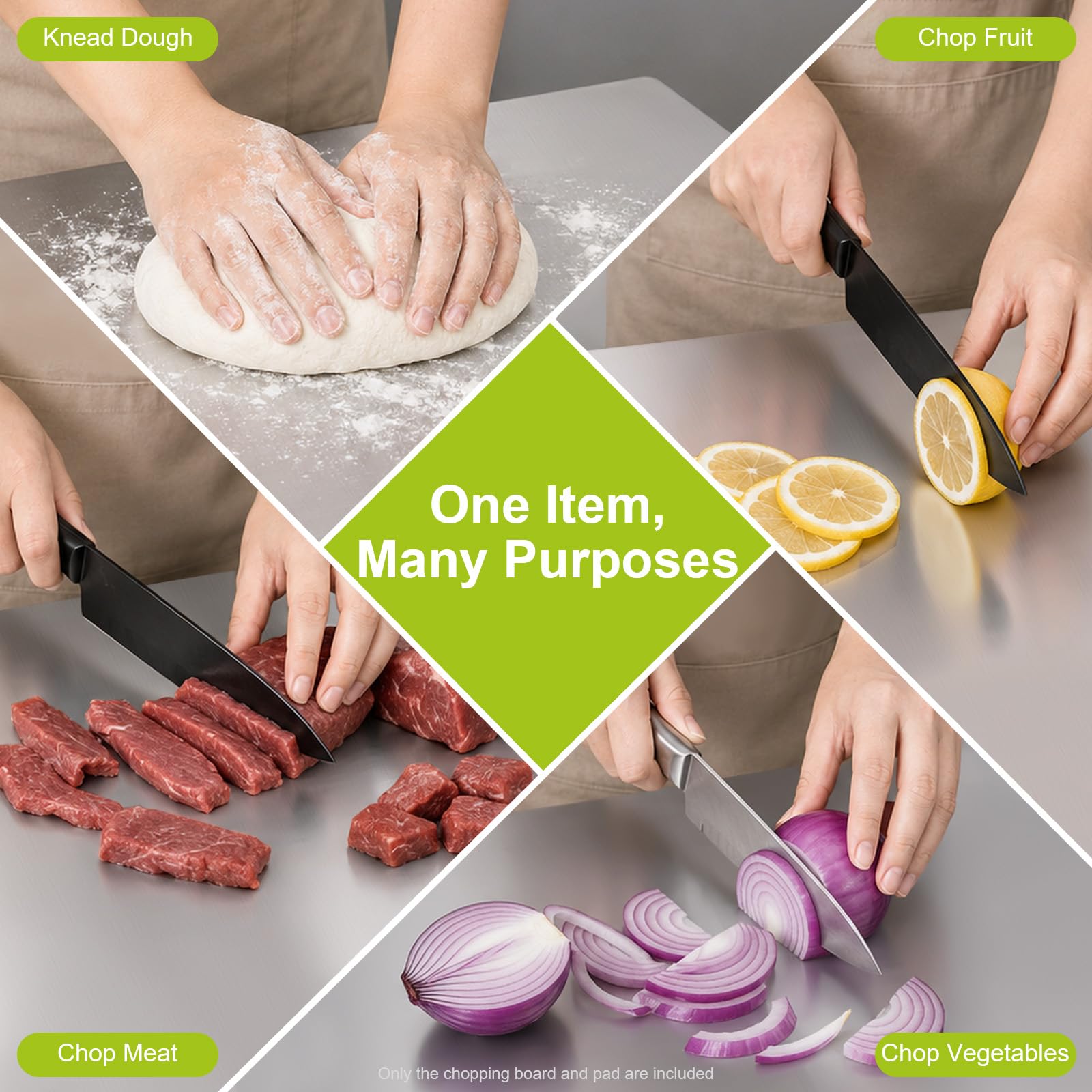 Tagliere in acciaio inox, 50 x 70 cm, tagliere da cucina pesante per