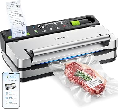 40% off: 98kPa Vacuum Sealer with FoodTrace Label Printing & Food Management App, Dual-Pump Food Sealer with …