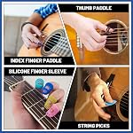 Glarks 57Pcs Guitar Accessories Guitar Tool Changing Kit Including Guitar Picks, Capo, Acoustic Guitar Strings, String Winder, Bridge Pins, Pin Puller, Guitar Bones & Pick Holder, Finger Picks