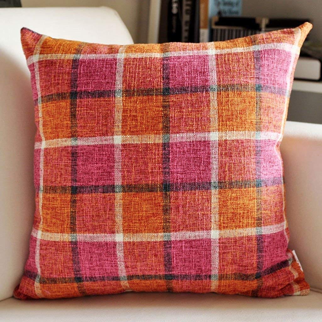 Coussin rayé rouge 45x45 cm en coton et lin Snug pour canapé