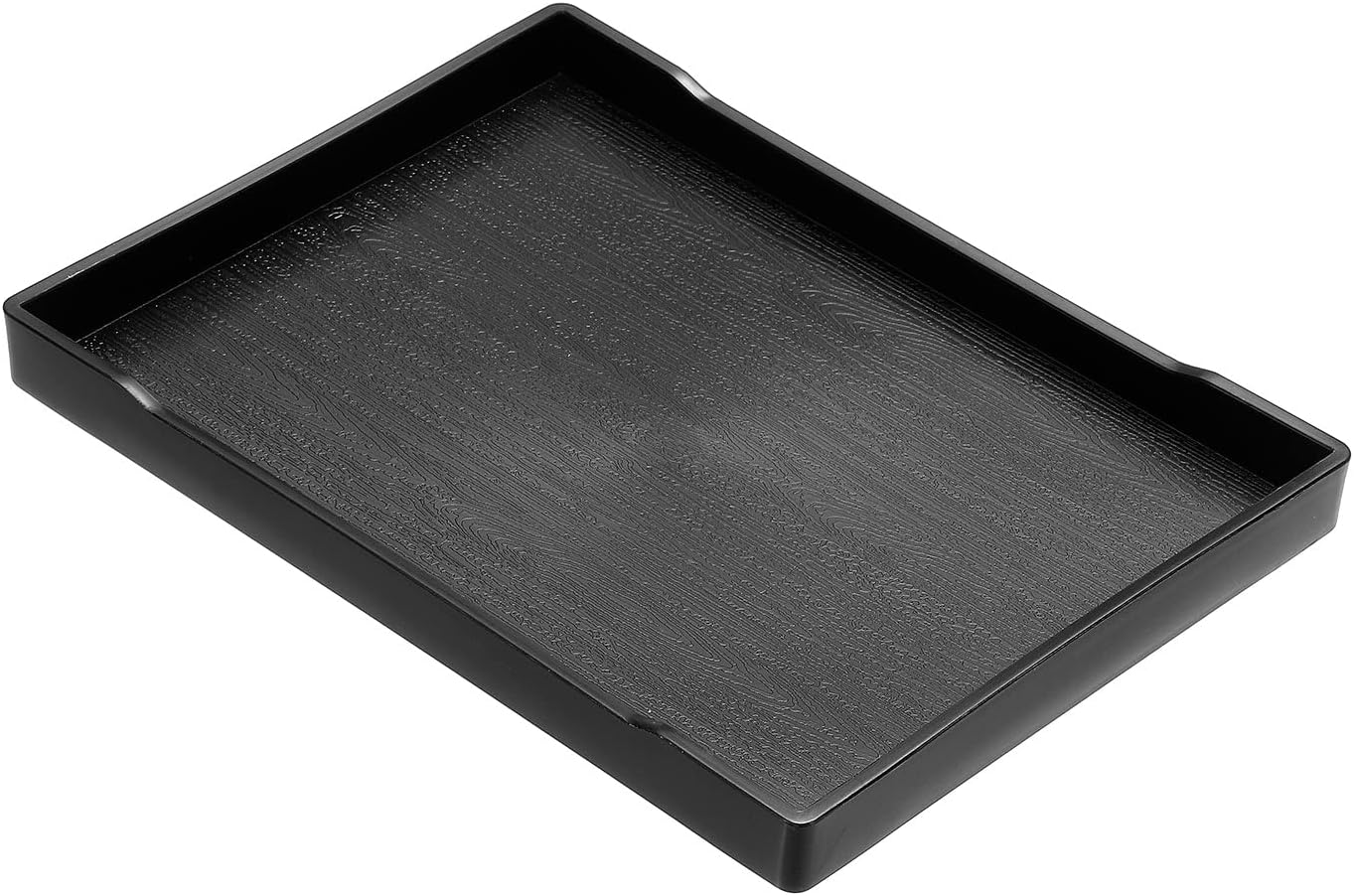 PATIKIL 8x4 Fast Food Tray, Plastic Reusable Recyclable Multi-Purpose Rectangle Serving Tray for Restaurant Home Kitchen, Black