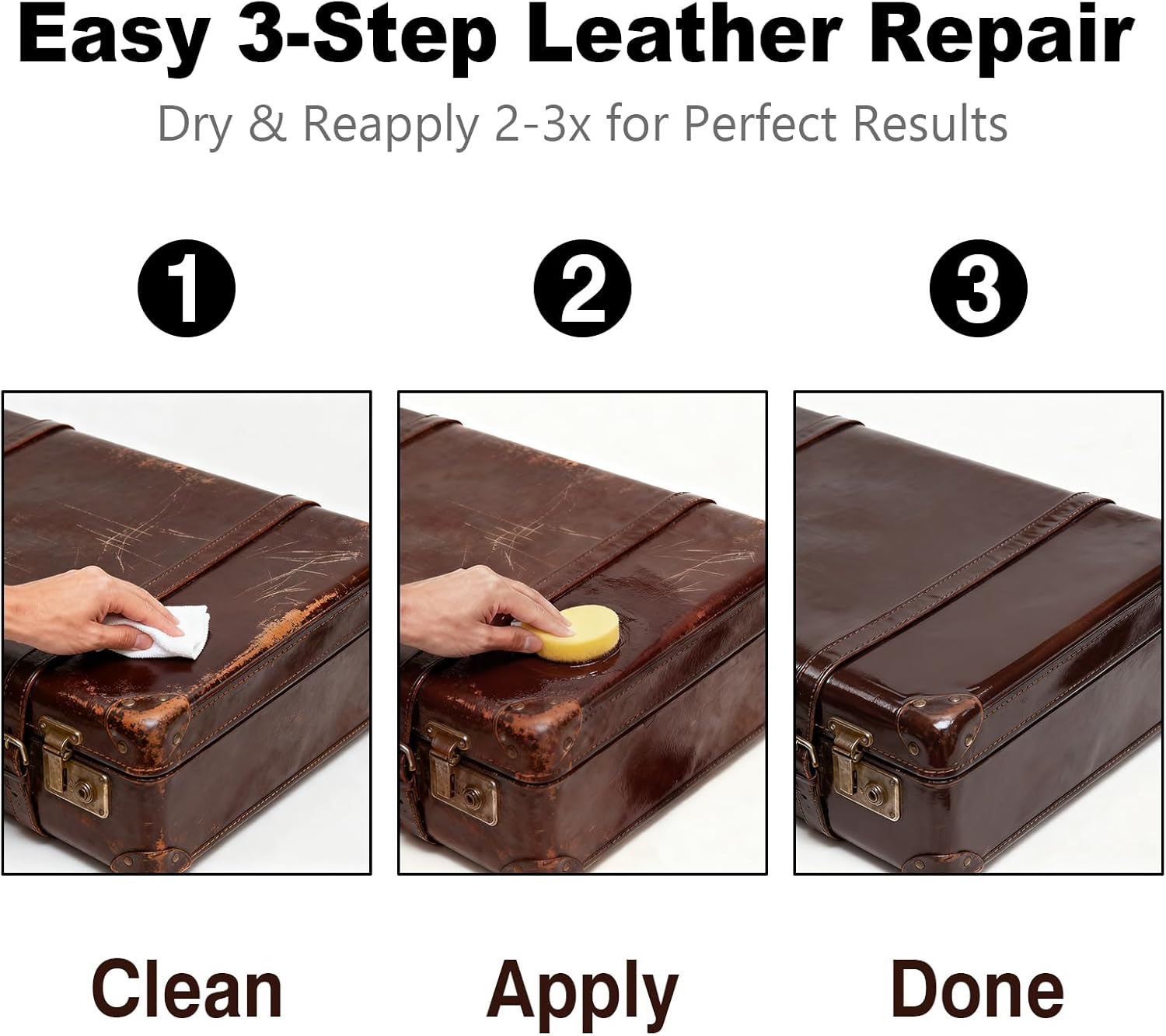 Black Leather Repair Kit, Black Leather Recoloring Balm, Leather Dye - Restore & Renew Scratch, Faded and Aged Leather & Vinyl Couches, Boots, Car Seats or Leather Furniture - Image 3