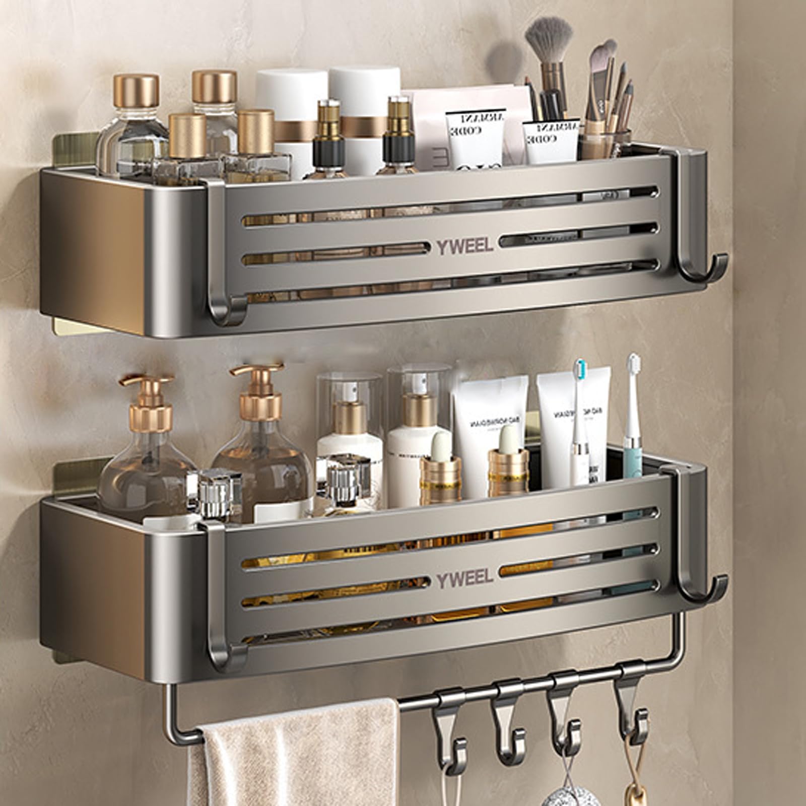 Duschzubehör Badezimmer Ablage Ohne Bohren Duschkorb Zum Hängen Ablage Dusche Bathroom Storage & Organisation Duschablage Zum Kleben Dusche Zubehör,2,Grau