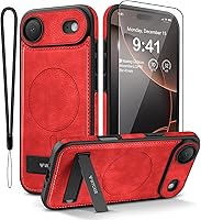 Vista 9 de Funda magnética de piel para iPhone 17, soporte invisible integrado [compatible con Magsafe], funda protectora delgada con función atril para iPhone