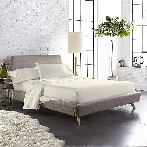 Miniatura 2 de ARlinen Juego de sábanas de algodón de fibra extra larga color marfil sólido de 400 hilos, juego de sábanas tamaño individual, se adapta a colchones