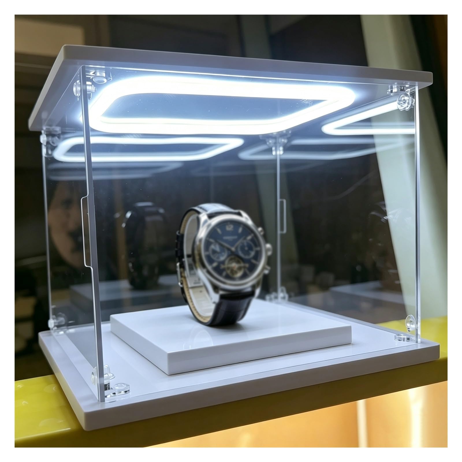 Vitrina acrílica con iluminación, Caja Transparente apilable