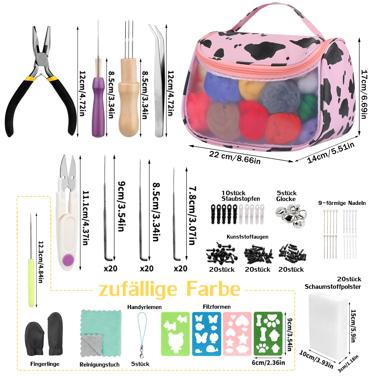 Hohopeti – Kit De Feutrage Débutant Avec Laine – Accessoires DIY Pour Créer Des Animaux En Feutre