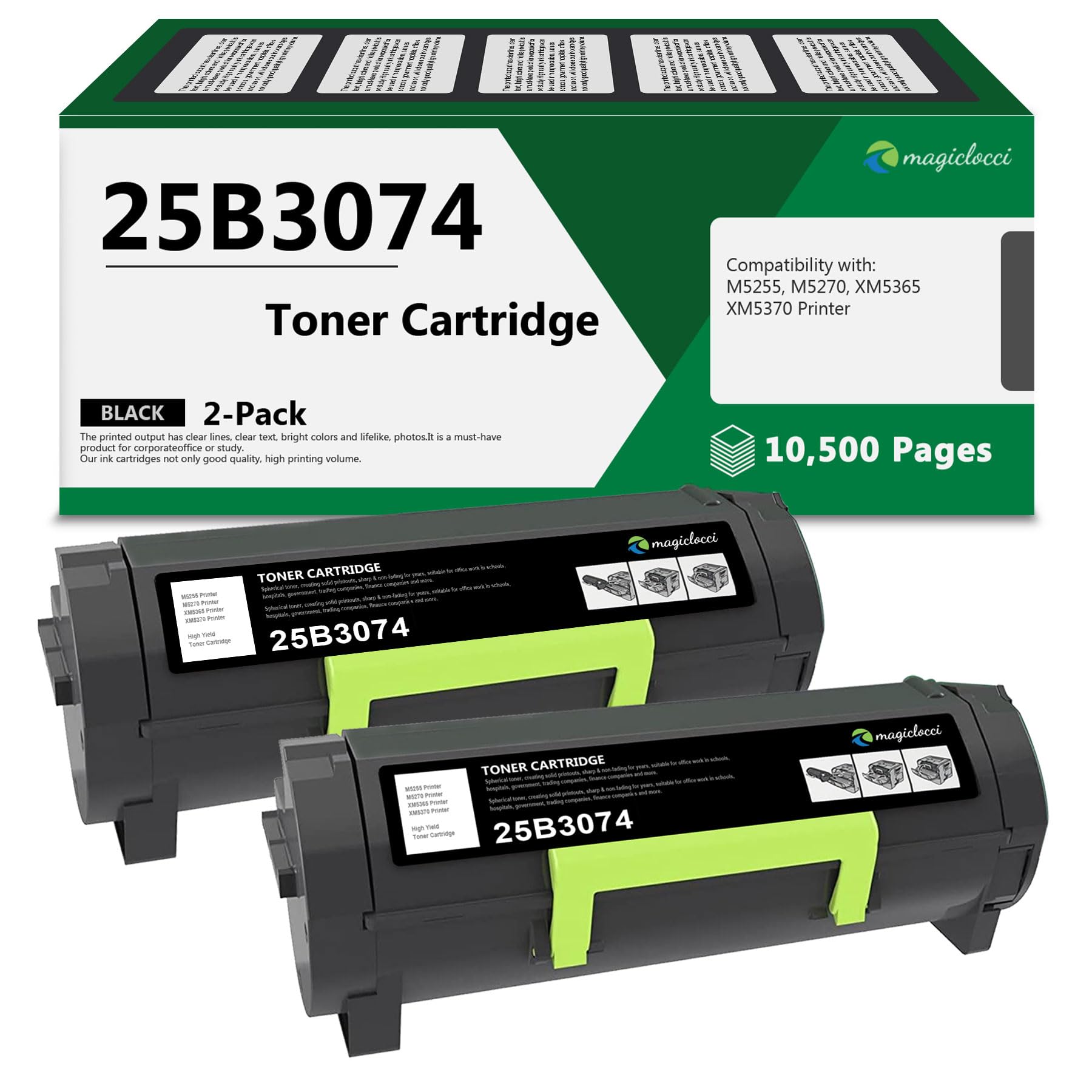 25B3074 Toner Cartridge (2-Black) Replacement for Lexmark 25B3074 Toner Cartridge for M5255 M5270 XM5365 XM5370 Toner Cartridge Printer [10,500 Pages/