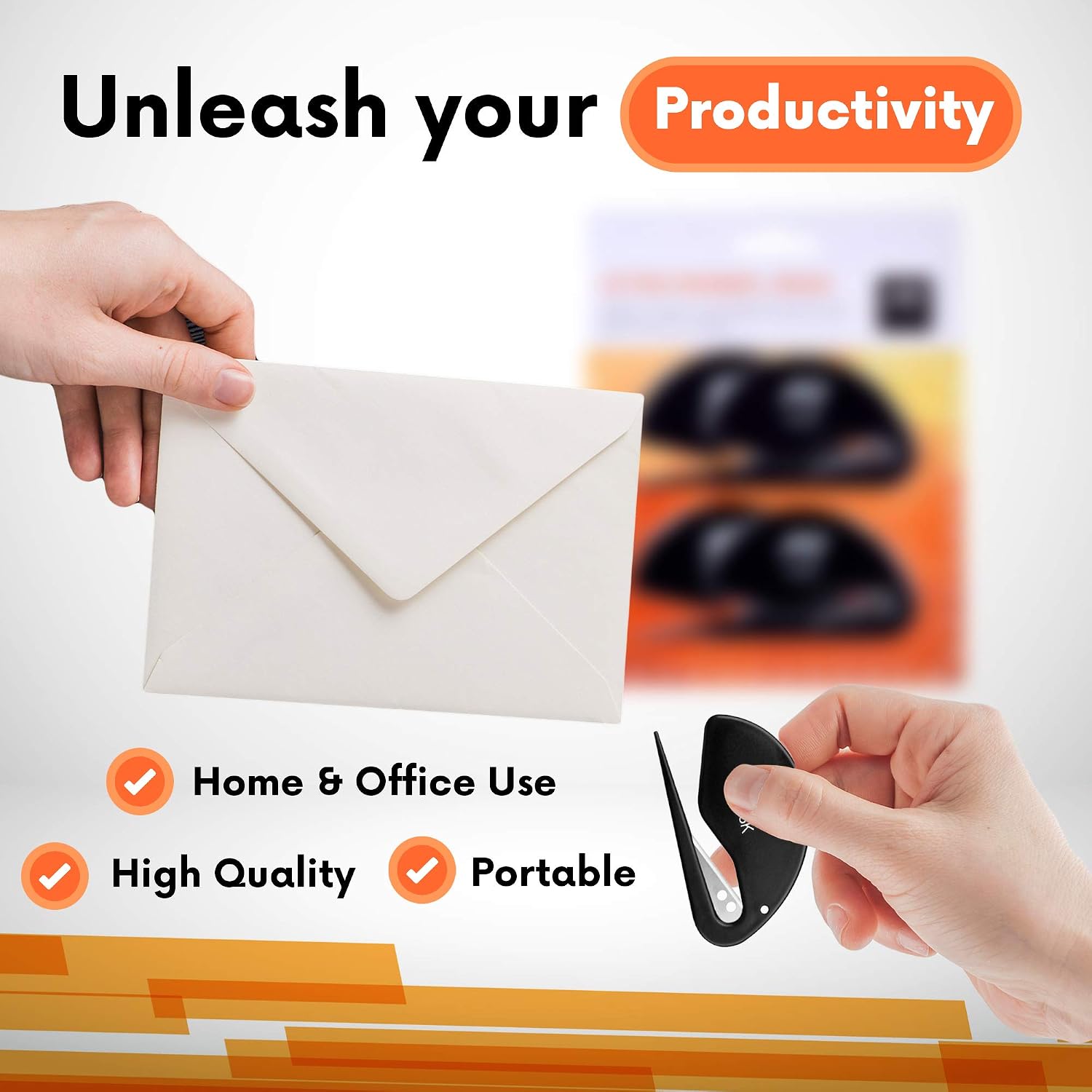 My Desk Letter Opener - World's Most Efficient Envelope Opening Tool, Mail Slitter with Stainless Razor Blade Paper Knife - 4 Pack
