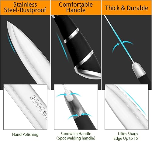 Miniatura 2 de Retrosohoo - Juego de cuchillos de cocina con revestimiento antiadherente de 9 piezas color rosa juego de cuchillos de cocina con afilador para