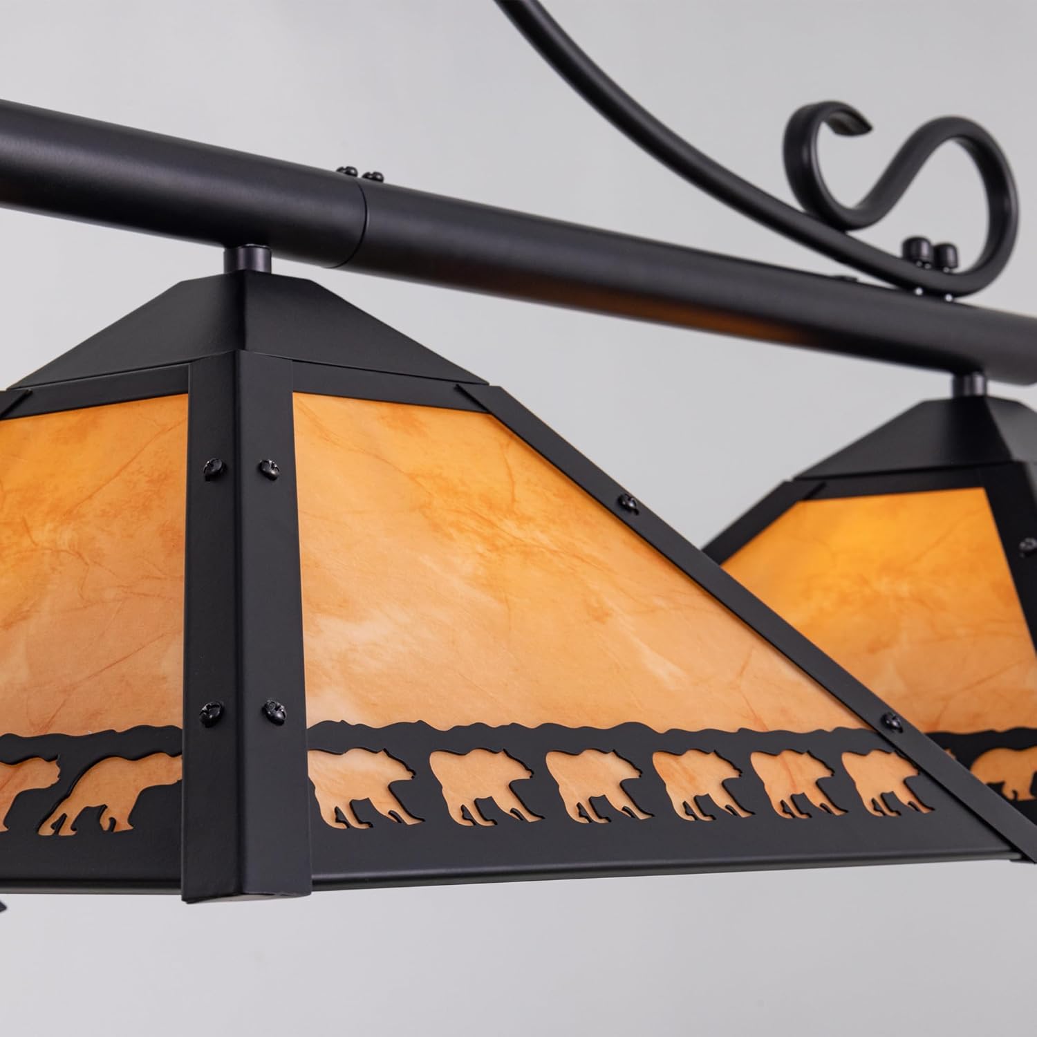 TOCHIC Pool Table Light, 3 Lights Tiffany Billiard & Pool Table Lights, 49.5" Farmhouse Chandelier for Dining Room, Rustic Light Fixture with Bear for 7, 8, 9 ft Tables, Game Room, Basement, Bar